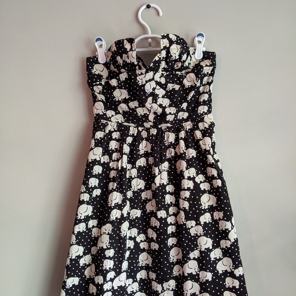 Elephant and Polka Dot Print Anthropologie Strapless Dress - Picture 2 of 5